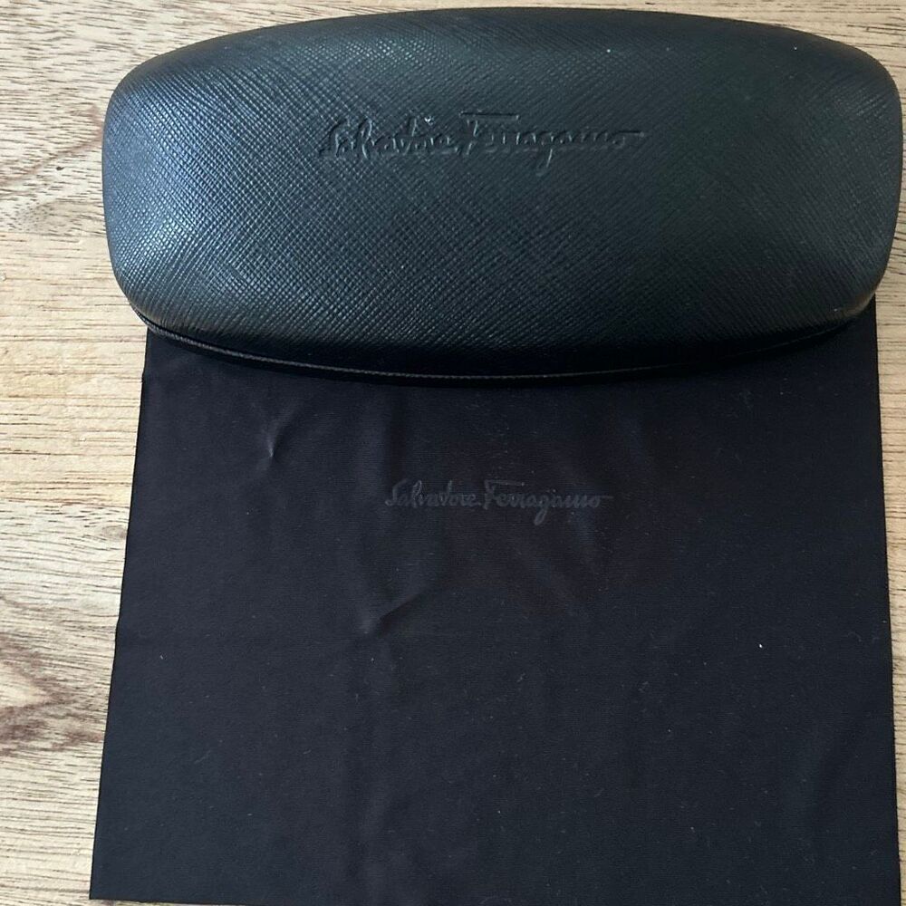 Salvador Ferragamo Black eyeglass sunglass case with polishing cloth